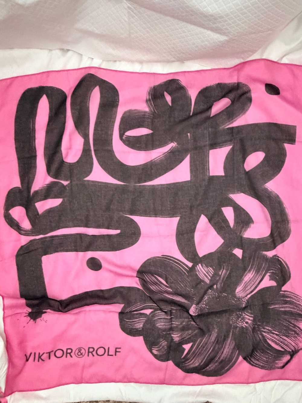 Viktor & Rolf Pink and Black Abstract Floral Scarf